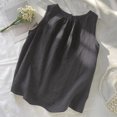 thumbnail image 2 of Brglopf Women's Cotton Linen Tank Tops Summer Casual Sleeveless Pleated Round Neck Boho Blouse Loose Fit Tees Shirts(Gray,XL), 2 of 4