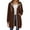 Brown, variant on Women's Mid Length Zip Up Hooded Sweatshirt Coat, Drop Shoulder Long Sleeve Jacket with Pockets, Casual Outerwear for Fall Winter Street Style and Layering-Wine