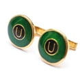 thumbnail image 3 of Mens Suit Cufflink Vintage Sterling Silver Initial Green Enamel Gold Cufflink, 3 of 4