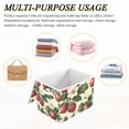 thumbnail image 6 of Yayeee Collapsible Cube Storage Bin with Lid Fabric Closet Decorative Basket with Handles, Beige Strawberry, 6 of 7