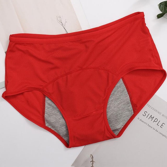 Culottes Étanches pour Femmes, sous-Vêtements Menstruels Taille Physiologique, Rouge L-7TG