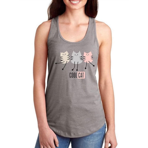 Cool Cat Lineless Art Racerback Tank Women -Image by Shutterstock, Female Large