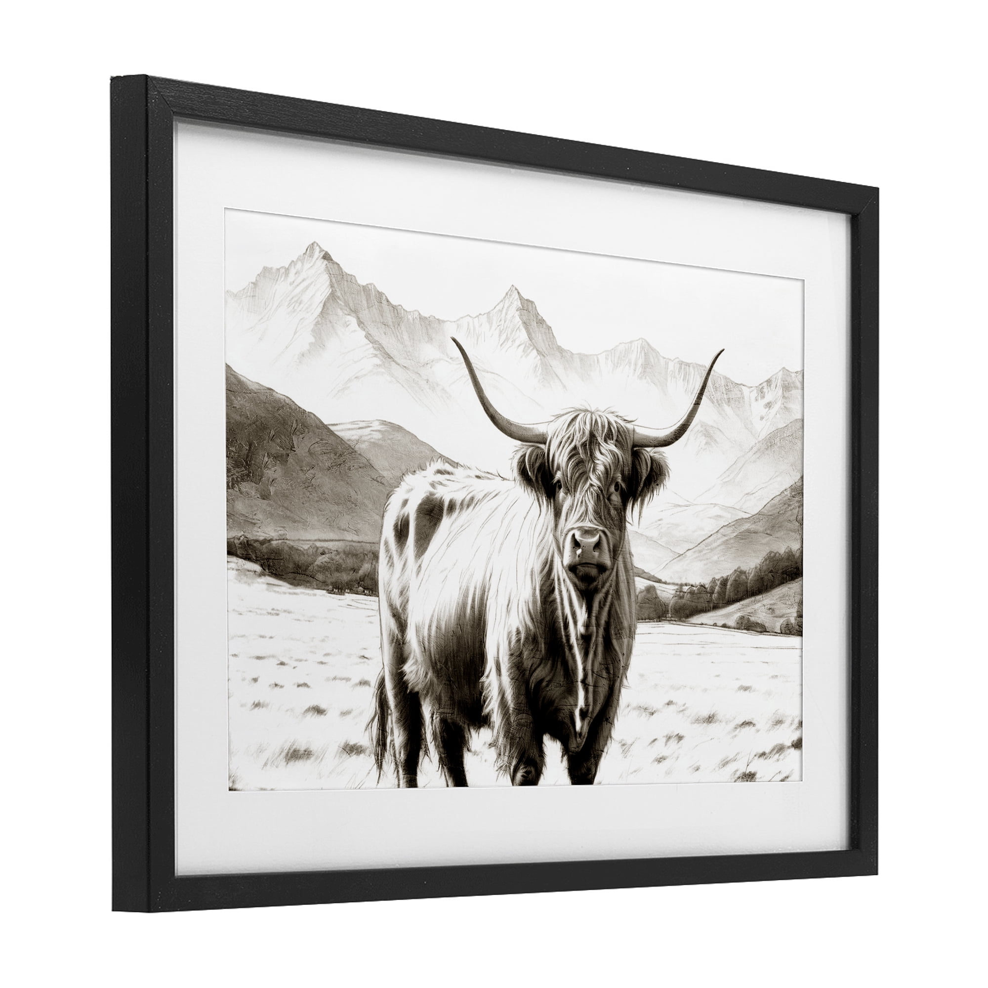 Stupell Industries Highland Sepia Sketch Black Framed Print Under Glass, design by Kim Allen