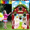 Farm Animals Toss Game with 3 Nylon Bean Bags, Indoor and Outdoor Farm Animals Party Game for Kids and Adults, Farm Theme Birthday Party Decorations and Supplies