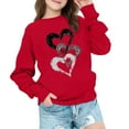 thumbnail image 5 of Girls Red Sequin Heart Sweatshirt, Sparkle Crewneck Top for Kids 4-14 Years, Soft Stretch Valentine Party Casual Wear,Size 4 T, 5 of 9