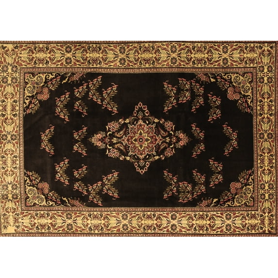 Ahgly Company Indoor Rectangle Medallion Brown Traditional Area Rugs, 6' x 9'