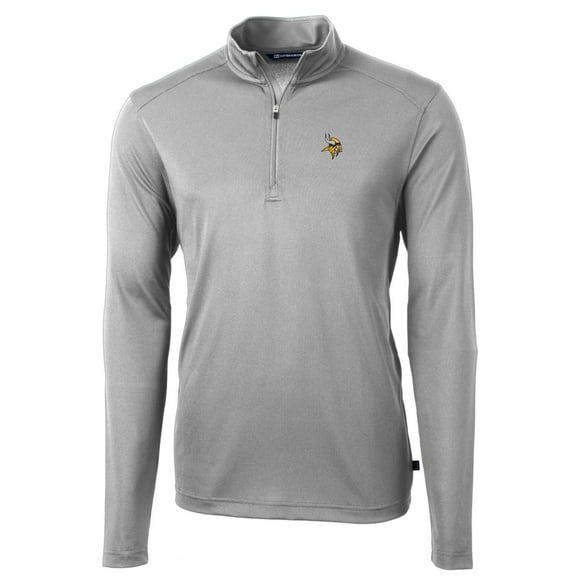 Men's Cutter & Buck Gray Minnesota Vikings Big & Tall Virtue Eco Pique Quarter-Zip Pullover Jacket