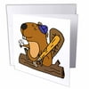 Cool Funny Beaver Playing Baseball Cartoon 12 Greeting Cards with envelopes gc-309119-2