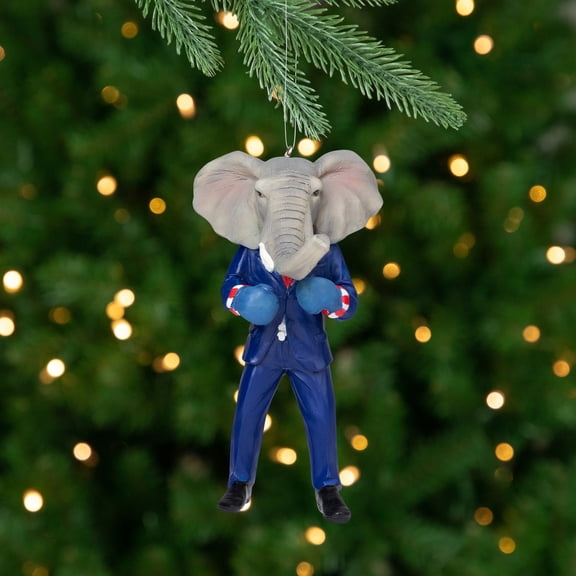 Gallerie II Republican Elephant Boxer in Suit Christmas Ornament - 4.5"