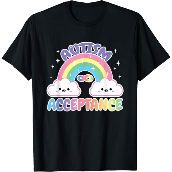 Autism Pro Acceptance Rainbow with Infinity Symbol Men Women T-Shirt