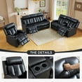 thumbnail image 5 of Bonzy Home 3 Pieces Recliner Sofa Furniture Set, Manual Recliner with Massage and Heat, Loveseat Recliner Chair and 3 Seat Reclining Couch Set for Living Room, Black(Recliner+Loveseat+Sofa), 5 of 9