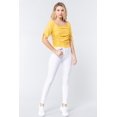 thumbnail image 2 of Elbow Slv Smocked Ruched Woven Top, 2 of 5