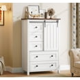 thumbnail image 3 of Qinaqin Estilo Granja 5 Cajón Dresser Para Bedroom 48 En Tall Wood Chest De Con Sliding Barn Door Ajustable Estantería Almacenamiento Organizador Hallway Living Room Cocina-Blanco, 3 of 7