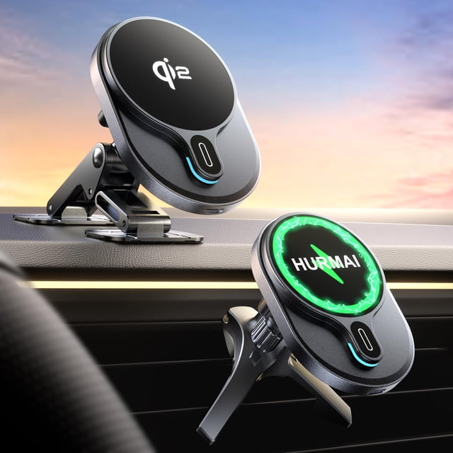 Cargador de coche HURMAI para Qi2 MagSafe iPhone Air/17/16/15/14/13/12 de 15 W