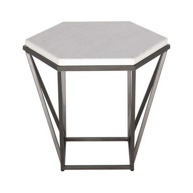 Steve Silver Corvus Table d'Appoint avec Dessus en Marbre Blanc Véritable