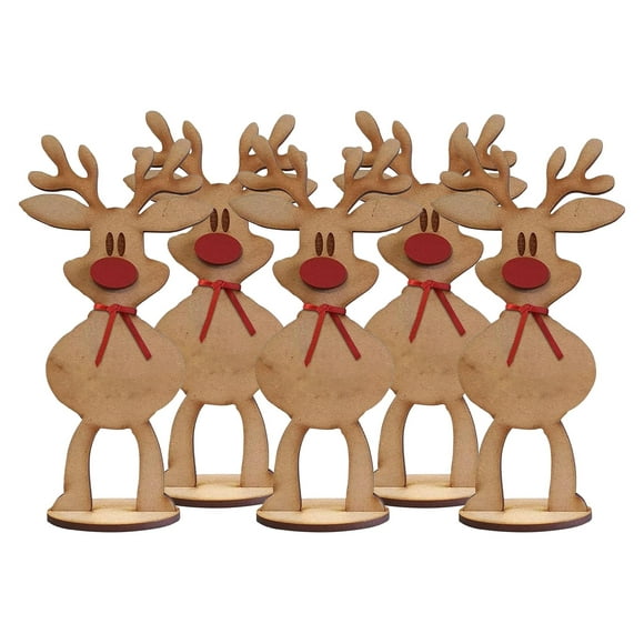 Personalized Freestanding Reindeeres,Christmas Deer Decor,Christmas Deer Reindeeres Standing Tabletop,Wooden Table Ornament,Christmas Table Figurines,Cute Christmas Reindeer,Deer Decor For Home(5Pcs)