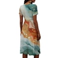 thumbnail image 6 of Minjewel Ladies Floral Casual Fashionable Short Sleeve V-Neck Dress for Spring Summer Women's Daily Casual Wear,Saffron,S, 6 of 6