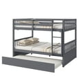 thumbnail image 3 of Full Over Full Bunk Bed with Trundle, Wood Bed Frame and Ladder with Guard Rails for Kids, Toddlers, Teens, Boys and Girls, Gray, 3 of 7