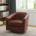 thumbnail image 5 of DREAMSIDEA PU Leather Swivel Barrel Club Chair, Modern Accent Chair Upholstered Round Armchair for Living Room, Office, Bedroom -Red Brown, 5 of 6