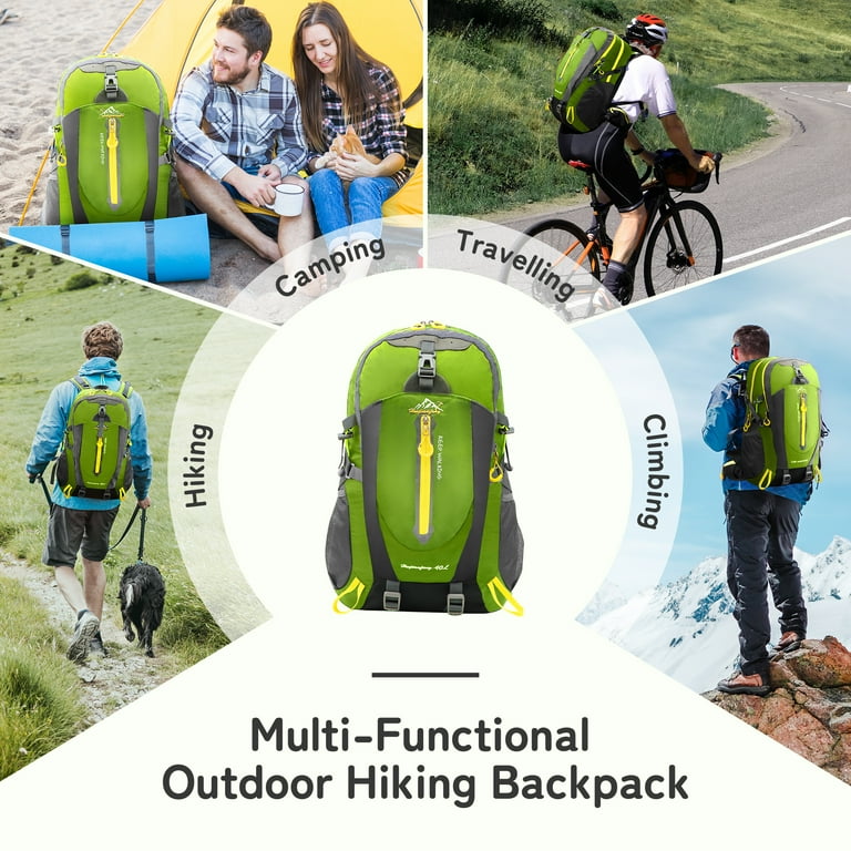 Pleker 40L Hiking Backpack Lightweight Outdoor Travel Daypack for Adults Teens Nylon Unisex Green