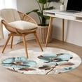 thumbnail image 4 of Tulip Flower Round Area Rug 3.3 FT, Non Slip Small Entryway Kitchen Mat, Teal Brown Vintage Floral Plant Botanical Washable Soft Circular Rug Non-Shedding Door Mat for Bathroom Playroom Kids Room, 4 of 9