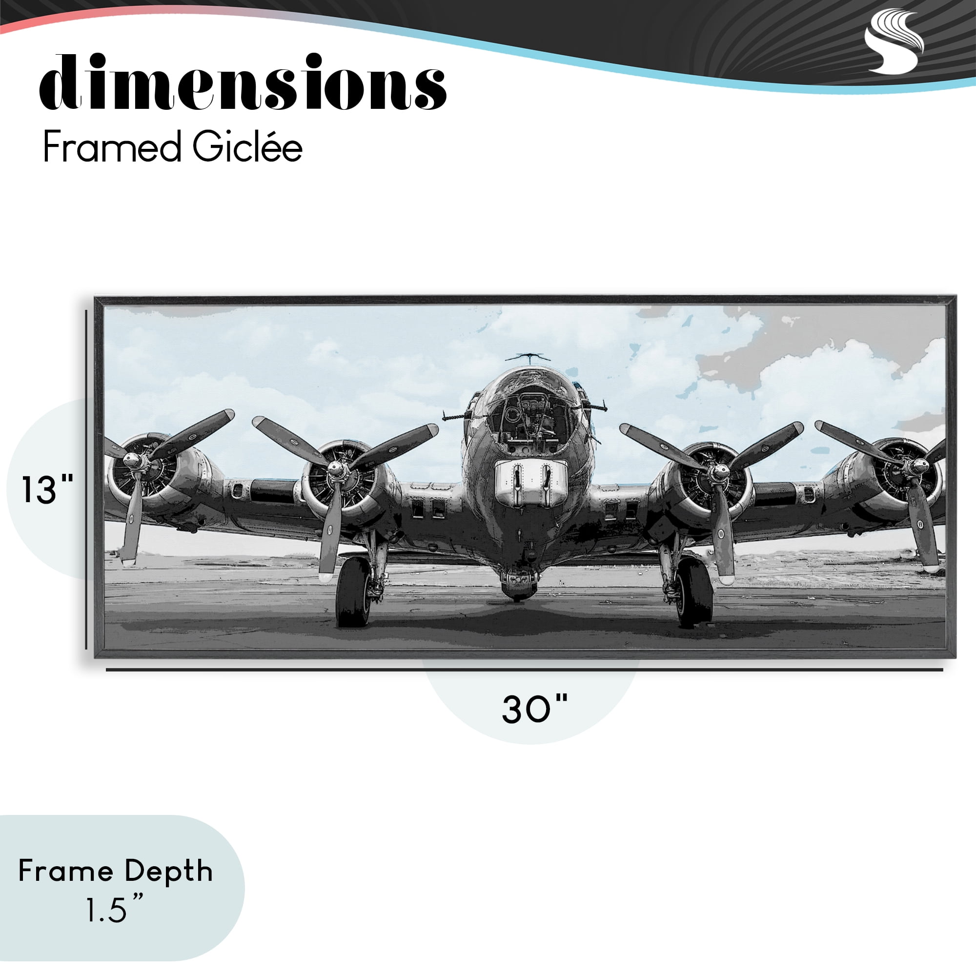 Stupell Industries Historic Aviation Aircraft Black Framed Giclee Art, design by Kim Allen