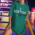 thumbnail image 5 of Rovga T-Shirts For Women Novelty Letter Graphic Oversized Drop Shoulder Longline Tee T Shirts Summer Vintage Oversized T-Shirt Tops, 5 of 9