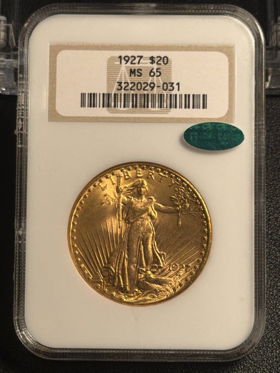Collectible 1927 Saint Gaudens Double Eagle NGC MS-65 OLD FATTY PQ CAC