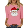 thumbnail image 2 of Gamivast Christmas Blouses for Women Dressy Holiday 3/4 Length Sleeve Merry Christmas Shirt Santa Graphic Trendy Tee Tops Xmas Party Crew Neck Winter Fashion Pullover 3XL, 2 of 5