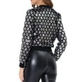 thumbnail image 3 of INSPIRE CHIC Women's  Sequin Stand Collar Long Sleeve Zipper Cropped Bomber Jacket XL Silver Pink, 3 of 5