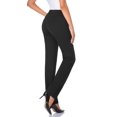 thumbnail image 2 of Tapata Pantalones de vestir rectos elásticos para mujer de 28''/30''/32''/34'' con bolsillos Tall Petite Regular para oficina, trabajo, negocios, 32"" Negro S, 2 of 5