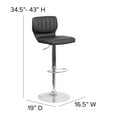 thumbnail image 6 of Flash Furniture Jeremy Contemporary Black Vinyl Adjustable Height Barstool with Vertical Stitch Back and Chrome Base, 6 of 12