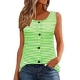 thumbnail image 2 of Fznquz Striped Tanks for Women 2025 Summer Casual Tops Sleeveless Button Down Green Crew Neck Shirt, 2 of 5