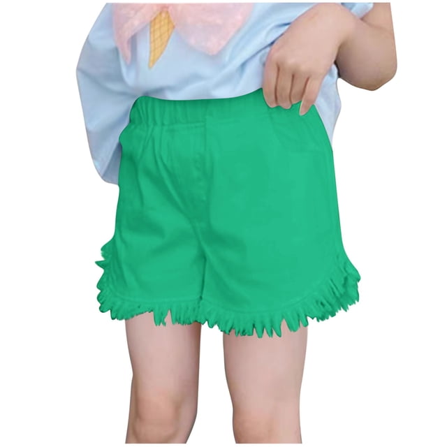 Timegard Baby Girls Clothes Denim Shorts Ripped Elastic Waist Solid Color Loose Jean Shorts Fashion