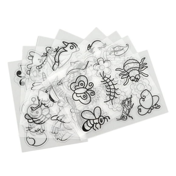 Feuilles Thermorétractables, 8 Motifs Différents, Matériau BOPS Peint à la Main pour Porte-Clés, Marque-Page, Bijoux, Oiseau Série JS 83