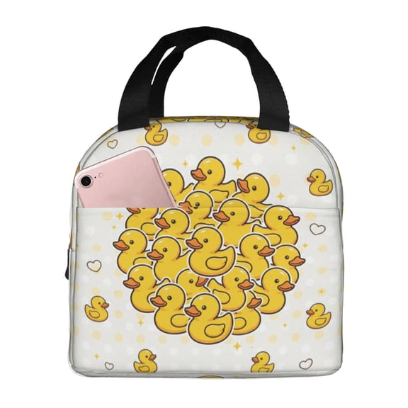 Duck Lunch Box, Cute Rubber Duck Artwork, Portable Reusable Cooler Tote For Travel, Office And Everyday Carry