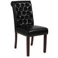 thumbnail image 3 of BizChair Black LeatherSoft Parsons Chair with Rolled Back, Accent Nail Trim and Walnut Finish, 3 of 11