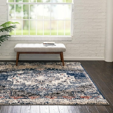 Unique Loom Tucson Collection Area Rug - Tubac (4' Square Blue/Black)