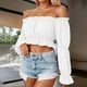 thumbnail image 4 of Camisas para mujer,Blusa renacentista para mujer, manga larga, hombros descubiertos, fruncida, 100 % poliéster, ideal para otoño, invierno y primavera, sopatenor, 4 of 8