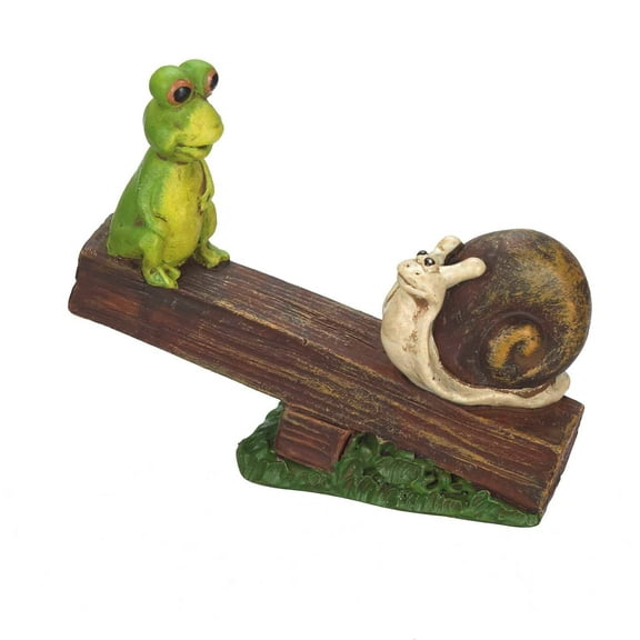 Small Frog and Snail on a Teeter Totter Decorative Figurine - By Ganz