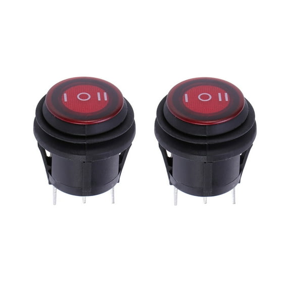 Pavodes 2pcs AC 6A/250V 3 Pin Round Rocker Toggle ON/OFF Waterproof SPDT Switch Button For Auto Car And Boat