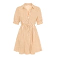 thumbnail image 6 of Kezqiaxn Button Down Dress for Women Summer Striped Drawstring Short Sleeve Collared Summer Dresses Fashion Clothing, 6 of 6