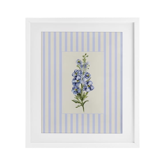 Stupell Industries French Country Blue Stripe Larkspur White Framed Print Under Glass, 13 x 16, by Lisa Wehmeyer