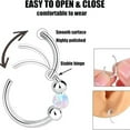 thumbnail image 6 of Silver Nose Ring - Dainty 10mm Hoop 18 Gauge Hammered Piercing – 3mm Fire White Opal - Snug 925 Sterling Silver Nose Piercings – Body Jewelry Piercing Hoops, 6 of 6
