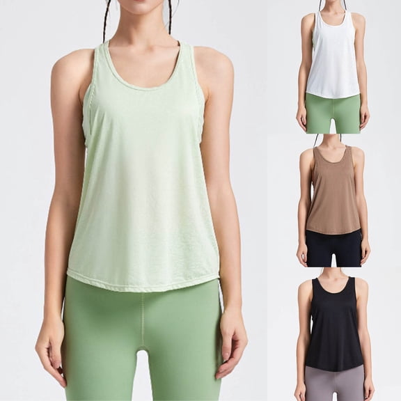 Women Workout Tops Sleeveless Athletic Tank Tops Open Back Camisole Yoga Workout Casual Athletic Oversized Racerback Breathable Tee (Black,S)
