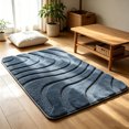 thumbnail image 5 of Wave Textured Soft Floor Mat, 23.6 x 15.8-Inch Polyester Blend Rug for Bathroom, Bedroom and Entryway, Blue, 5 of 7