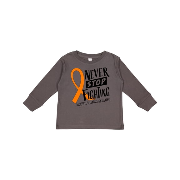 Inktastic Never Stop Fighting Multiple Sclerosis Awareness Boys or Girls Long Sleeve Toddler T-Shirt