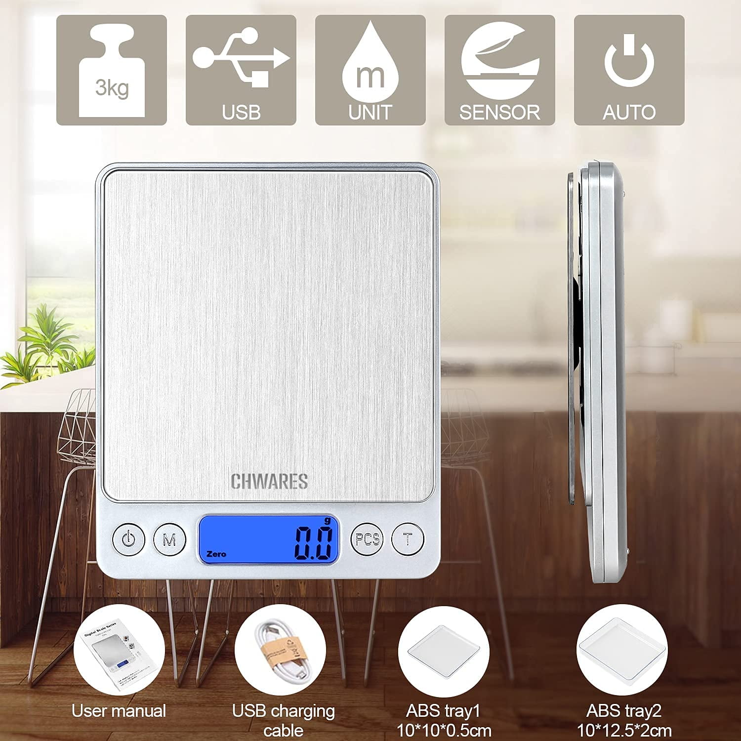 KTC Modern Rechargeable Stainless Steel Kitchen Scale