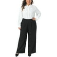 thumbnail image 2 of Agnes Orinda Women's Plus Size Suit Pants High Waist Soft Stretchy Button Business Casual Work Trousers with Pockets 1X Black, 2 of 6