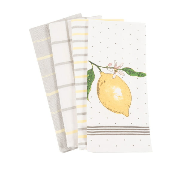 Lemon Kitchen Dish Towel, 4 Pack, 18